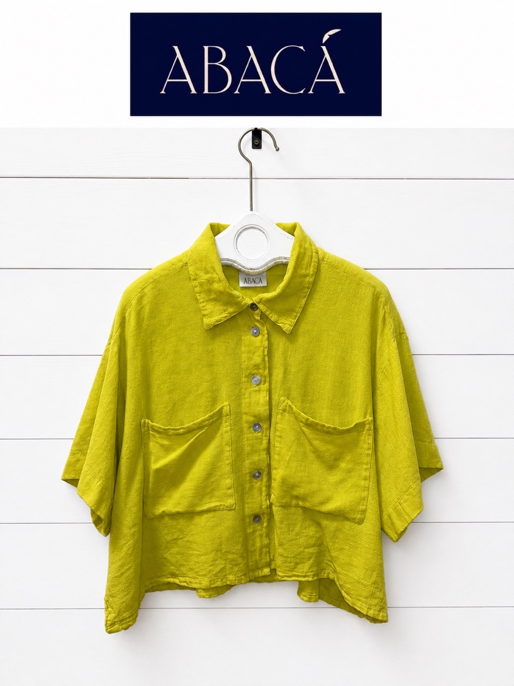 ABACÁ Oversized Button-Up Blouse – Chartreuse – Estimated XL/XXL